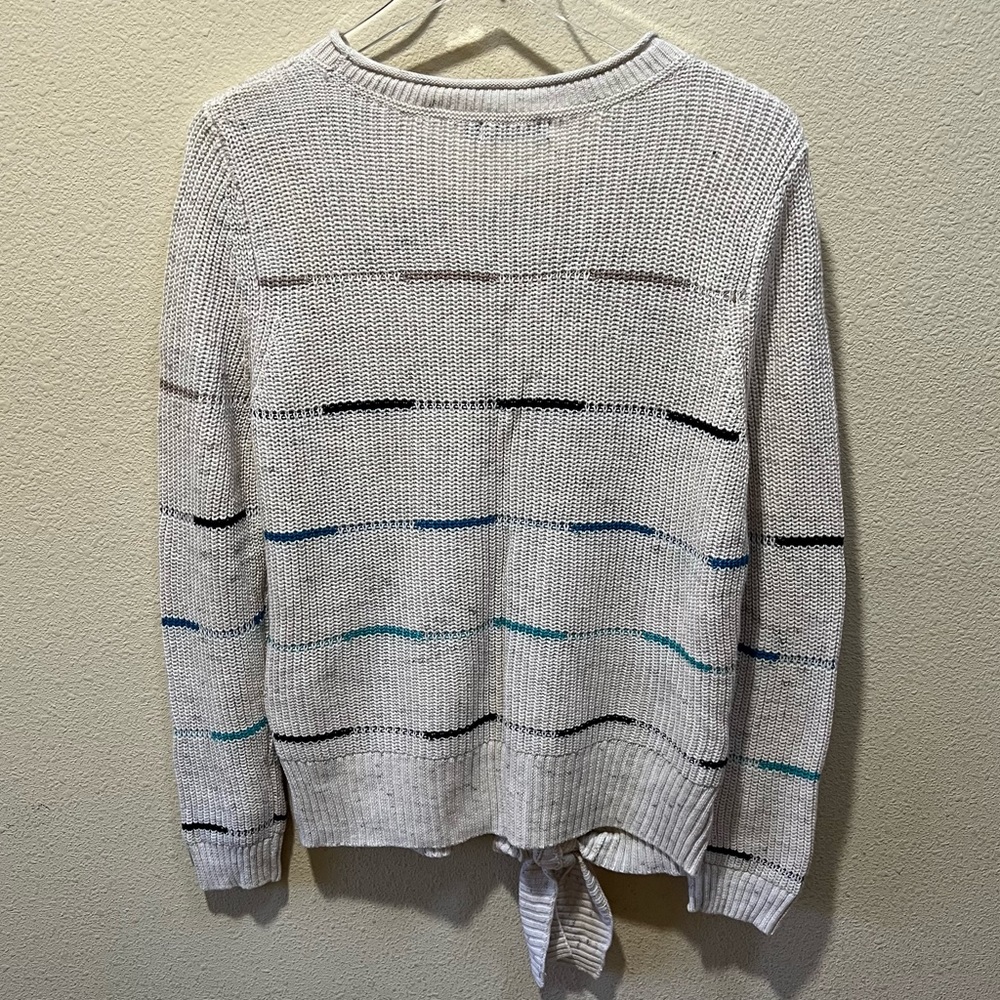 Nic & Zoe Striped Tie Front Sweater - Picture 2 of 5